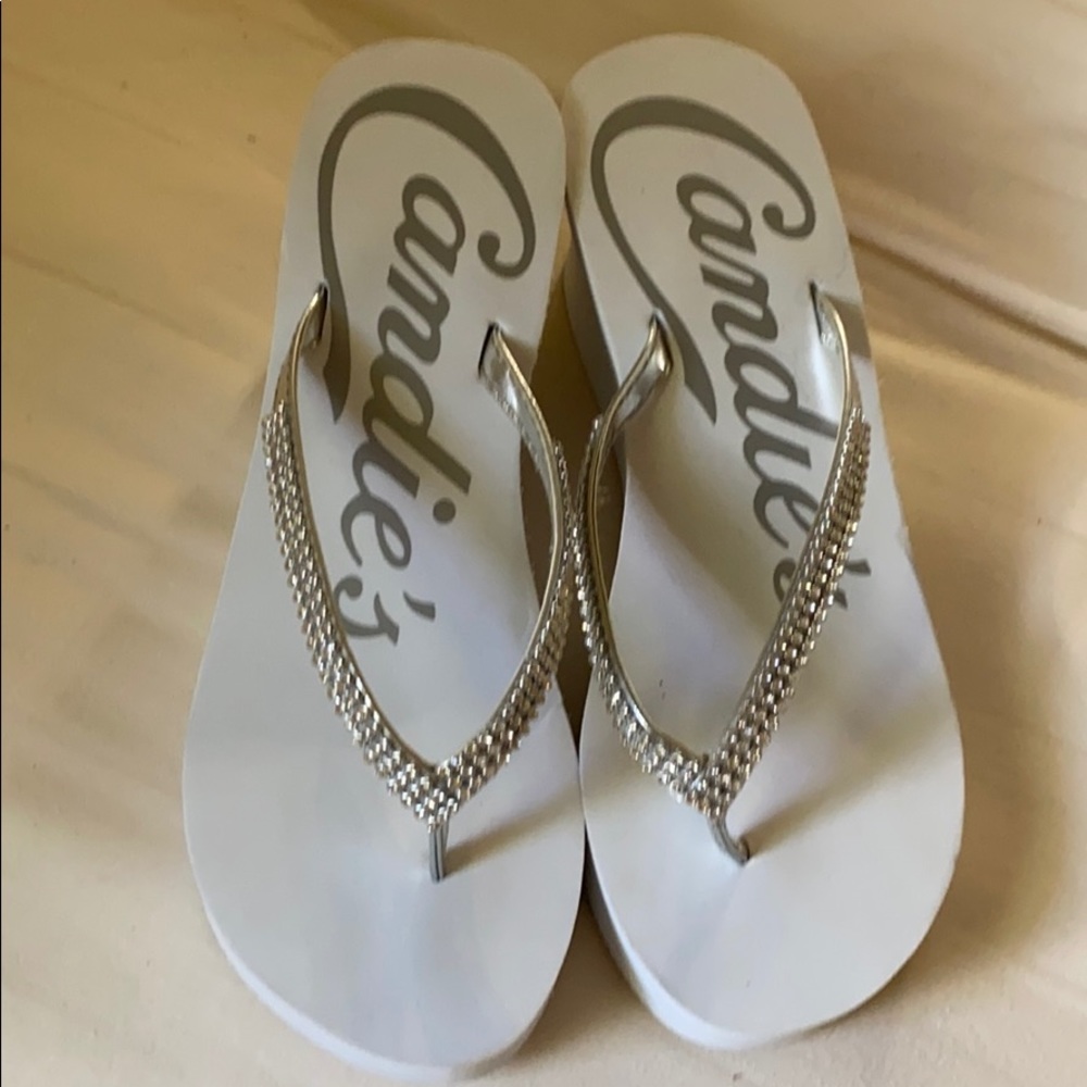 Candies white high-heeled wedges